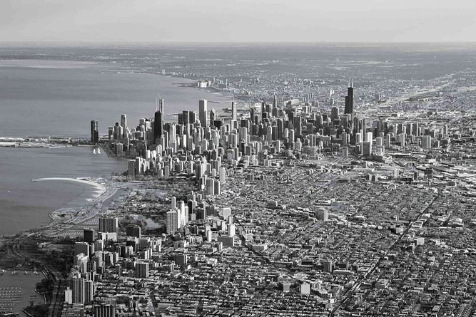 Chicago skyline from the air