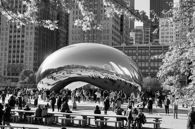 The Bean sculpture in Chicago, officially known as Cloud Gate.