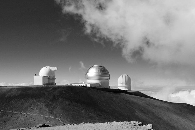 Observatories on the top of Mauna Kea.