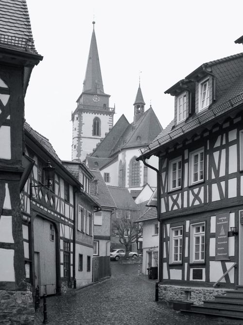 Street view below St. Ursula Catholic Church.